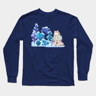 Fox with presents in snowy forest Long Sleeve T-Shirt